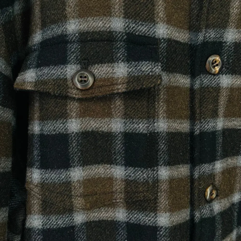 Billy Reid Mo Plaid Flannel Shirt Jacket Mens Sz XXL Brown Wool Blend Button Up